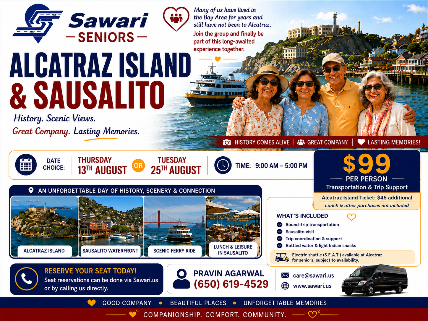 Alcatraz Island & Sausalito Senior Day Out