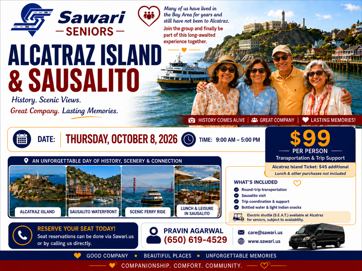 Alcatraz Island & Sausalito Senior Day Out