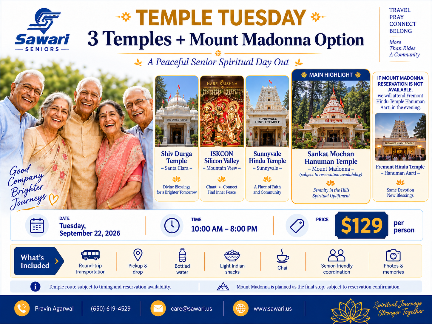 Temple Tuesday – 3 Temples + Mount Madonna / Fremont Hanuman Ji Aarti